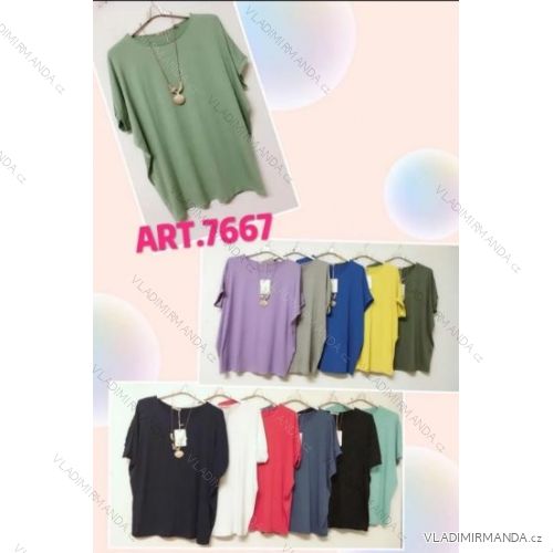 Tunika s přívěskem krátký rukáv dámská (S/M ONE SIZE) ITALSKÁ MÓDA IMPLI247667