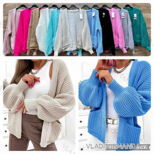 Cardigan krátký pletený dlouhý rukáv dámský (S/M/L ONE SIZE) ITALSKÁ MÓDA IMWBL24053