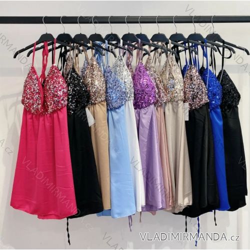Šaty krátké elegantní flitrové na ramínka dámské (S/M ONE SIZE) ITALSKÁ MÓDA IMPMD245759