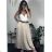 Women's Long Chiffon Short Sleeve Dress (S/M ONE SIZE) ITALIAN FASHION IMWGS231048 růžová světlá S / M