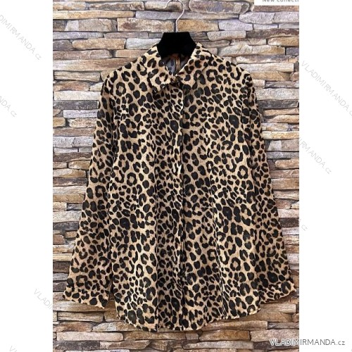 Košile dlouhý rukáv dámská (S/M ONE SIZE) ITALSKÁ MÓDA IMPES24JESSICA hnědá S/M