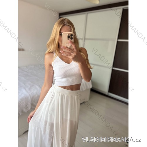 Croptop bez rukávu dámsky (S/M ONE SIZE) TALIANSKA MÓDA IMPSH2411082/DU -   biela -   S / M