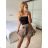 Women's Long Chiffon Short Sleeve Dress (S/M ONE SIZE) ITALIAN FASHION IMWGS231048 S / M hnědá gepard