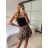 Women's Long Chiffon Short Sleeve Dress (S/M ONE SIZE) ITALIAN FASHION IMWGS231048 S / M hnědá gepard