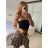 Women's Long Chiffon Short Sleeve Dress (S/M ONE SIZE) ITALIAN FASHION IMWGS231048 S / M hnědá gepard