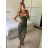 Šaty dlouhé elegantní na ramínka dámské (S/M ONE SIZE) ITALSKÁ MÓDA IMPMD2433816/DU -   zelená khaki -   S/M