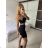 Women's Long Chiffon Short Sleeve Dress (S/M ONE SIZE) ITALIAN FASHION IMWGS231048 S / M black