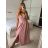Elegant formal dress with straps for women (S / M ONE SIZE) ITALIAN FASHION IM321576 -   light purple -   M / L