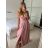 Elegant formal dress with straps for women (S / M ONE SIZE) ITALIAN FASHION IM321576 -   light purple -   M / L