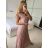 Šaty dlhé letné elegantné skladané s opaskom bez rukávu dámske (S/M ONE SIZE) TALIANSKA MÓDA IMPMD2413198