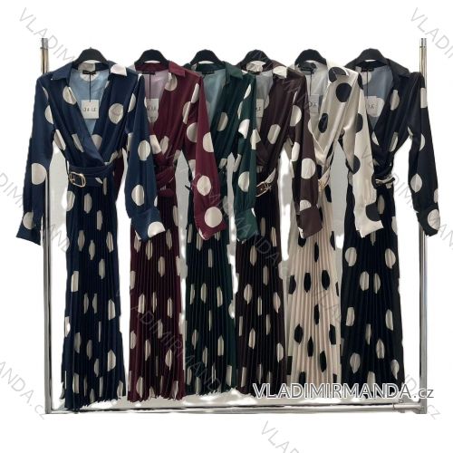 Šaty dlhé elegantné s opaskom dlhý rukáv dámske (S/M ONE SIZE) TALIANSKA MÓDA IMM24M11232