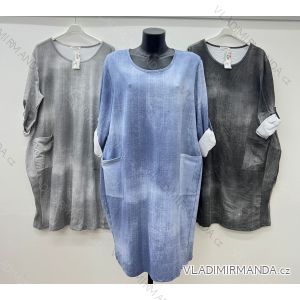 Šaty volnočasové dlouhý rukáv dámské nadrozměr (50/52/54 ONE SIZE) ITALSKá MóDA IM424548