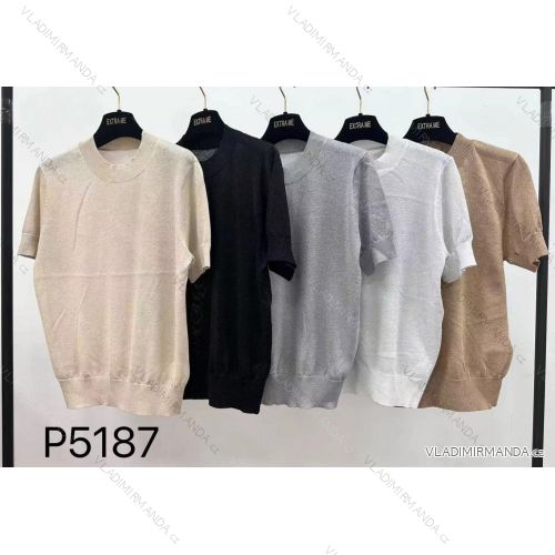 Svetr slabý třpytivý krátký rukáv dámský (S/M ONE SIZE) IMM24M5187A