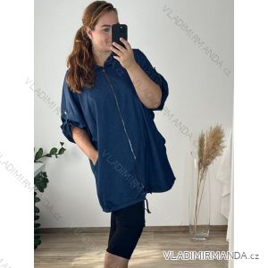 Mikina na zip dlouhý rukáv dámská nadrozměr (56/58 ONE SIZE) ITALSKÁ MÓDA IMWQ24326