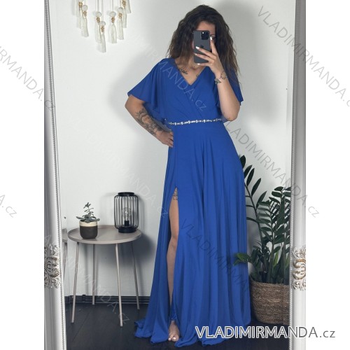 Ballkleid lang, elegant, Party, kurzärmelig, Damen, Übergröße (XL/2XL Einheitsgröße) ITALIAN FASHION IMM2368815PL Königsblau M / L