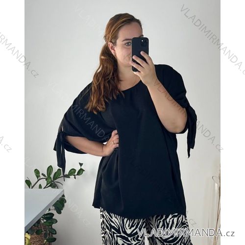 Tunika 3/4 rukáv dámská nadrozměr (56/58 ONE SIZE) ITALSKÁ MÓDA IMD24BETANY/DU 56/58 Černá