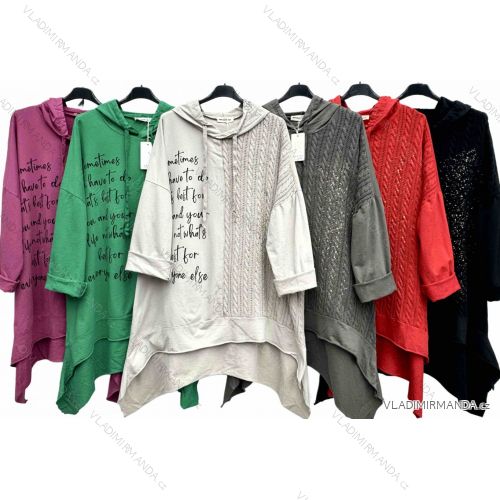 Damen-Hoodie mit langen Ärmeln und Reißverschluss (2XL/3XL EINHEITSGRÖSSE) ITALIAN FASHION IMWT23659