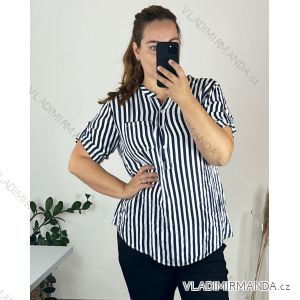 Tunika košilová prodloužená 3/4 krátký rukáv dámská nadrozměr (52/54 ONE SIZE) ITALSKá MODA IMSM24LUISA
