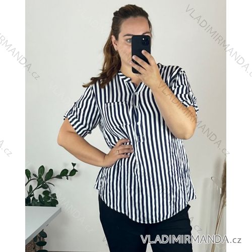 Tunika košilová prodloužená 3/4 krátký rukáv dámská nadrozměr (52/54 ONE SIZE) ITALSKá MODA IMSM24LUISA