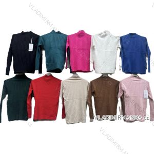Svetr úpletový dlouhý rukáv dámský (S/M ONE SIZE) ITALSKÁ MÓDA IMD22769