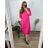 Leisure dress cotton 3/4 sleeve women's plus size (40-50) POLISH FASHION PMF24MARGARITA/DUR dark. pink 48