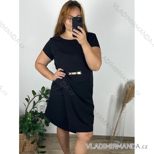 Kurzarmkleid für Damen in Übergröße (L-3XL) POLISH FASHION PMF20013 Farbe   schwarz Velikost   48