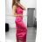 Women's strapless long satin dress (S/M ONE SIZE) ITALIAN FASHION IMPSH246357A/DUR dark. pink S/M