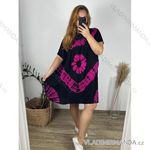 Šaty volnočasové krátký rukáv dámské nadrozměr ( L-2XL) ITALSKÁ MÓDA HAG24Y76/DUR -   Černá -   XXL