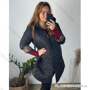 Bunda slabá s kapucí dlouhý rukáv dámská nadrozměr (54/56 ONE SIZE) ITALSKÁ MÓDA IMC24430/DU