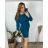 Women's Classic Long Sleeve Dress (S/M/L/XL ONE SIZE) ITALIAN FASHION IMC23037 dark emerald 50/52