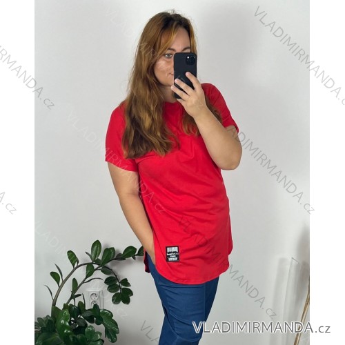 Tunika Tričko krátký rukáv dámská nadrozměr (2XL/3XL/4XL ONE SIZE) ITALSKÁ MÓDA IMC23NATURA/DUR červená 3XL/4XL