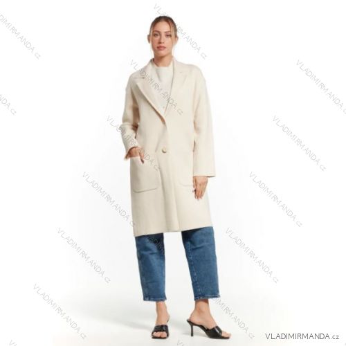 Kabát flaušový dlouhý rukáv dámský (S/M ONE SIZE) ITALSKÁ MÓDA IMPSD246094