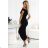 564-3 CALLIE Midi dress with open shoulders and neckline - black