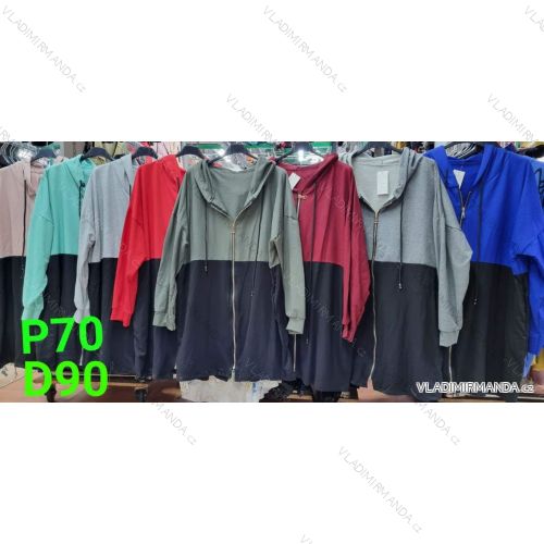 Long Sleeve Zipper Hooded Long Sleeve Women Plus Size Sweatshirt (54/56/58 ONE SIZE) ITALIAN FASHION IMBM24211