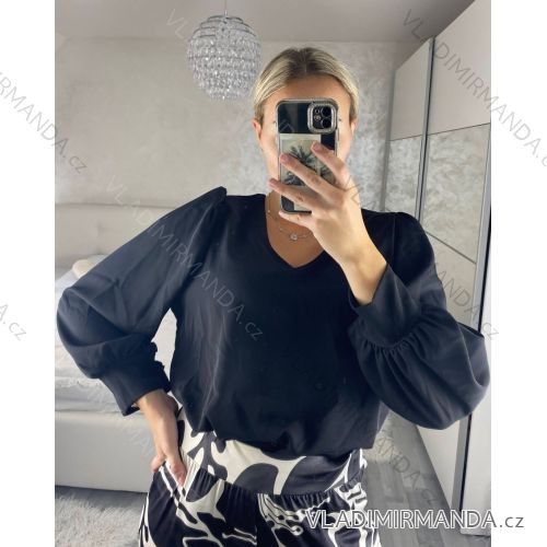 Dress with 3/4-sleeve ladies pocket (uni sl) ITALIAN Fashion IMWD20527 S/M/L black