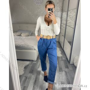 Nohavice s opaskom dlhé dámske (S/M ONE SIZE) TALIANSKA MODA IM424BELTINA/DR