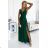 498-2 Long dress with a neckline and double straps - green with glitter