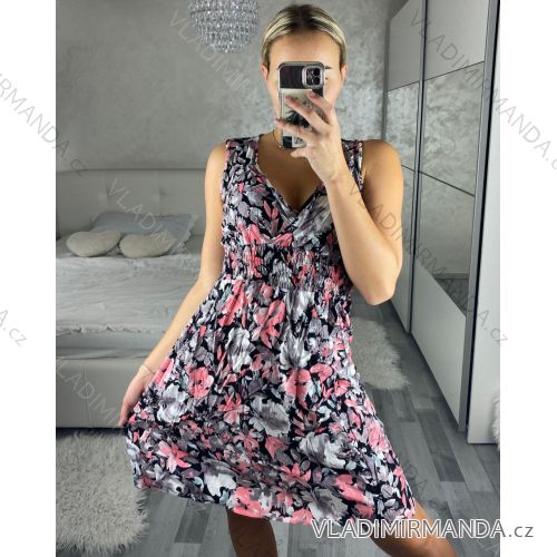 Women's icecool sleeveless summer dress (M/L, XL/2XL) AINUOSI ITALIAN FASHION IMB23XJ-1110 -   black -   M / L