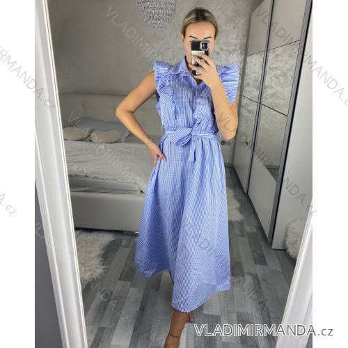 Sleeveless Long Women's Stripe Shirt Dress (uni s/m) ITALIAN Fashion IMM24BR8444 S / M blue