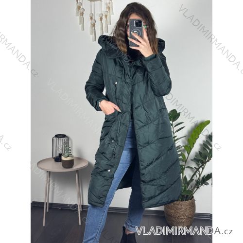 Kabát zimní s kapucí dámská LHD fashion (S-2XL) LHD-2M-033-3/DR L tmavo smaragdová