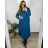 Šaty dlhé voľnočasové dlhý rukáv dámske nadrozmer (46/48/50 ONE SIZE) TALIANSKA MÓDA IMSM2424575/DUR modrá 48/50
