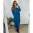 Šaty dlhé voľnočasové dlhý rukáv dámske nadrozmer (46/48/50 ONE SIZE) TALIANSKA MÓDA IMSM2424575/DUR modrá 48/50
