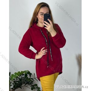 Women's Plus Size Oversized Long Sleeve Hooded Sweatshirt (52/54/56 ONE SIZE) ITALIAN FASHION IMD24424