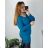 Sommerkleid Langarm geblümte Damen (UNI S / L) ITALIAN FASHION IMK20150 48/50 dunkles Petroleum
