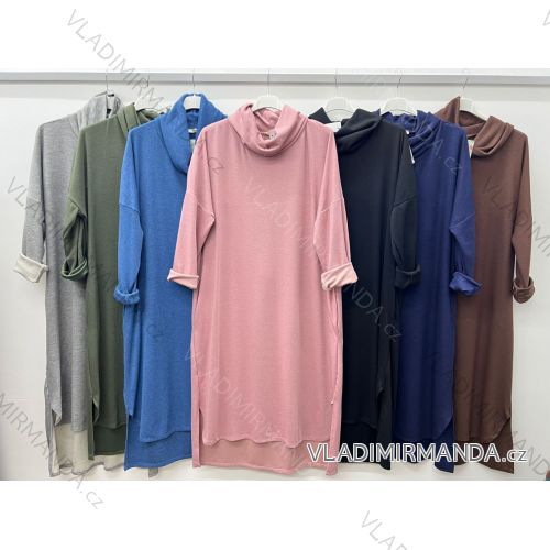 Women's Plus Size Warm Knitted Long Sleeve Dress (52/54/56 ONE SIZE) ITALIAN FASHION IM424637