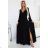 572-2 NELA shiny long gown with neckline and long sleeves - black
