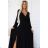 572-2 NELA shiny long gown with neckline and long sleeves - black