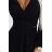 572-2 NELA shiny long gown with neckline and long sleeves - black