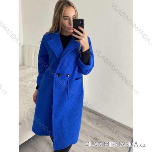 Kabát flaušový dlouhý rukáv dámský (S/M/L ONE SIZE) ITALSKÁ MÓDA IMWC241113/DR M/L modrá královská