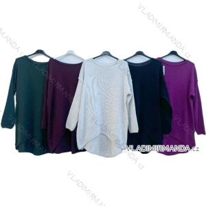 Svetr prodloužený oversize pletený dlouhý rukáv dámský (S/M/L ONE SIZE) ITALSKÁ MÓDA IMD22776